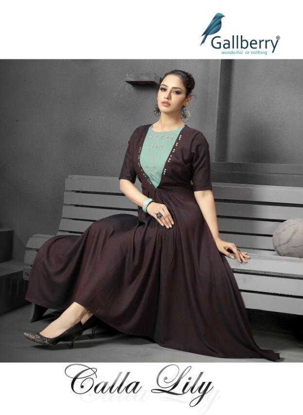 Calla Lily By Gallabery 1101 Series Fancy Two Tone Reyon Kurti Collection Wholesaler Surat