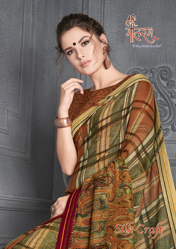 Silk Craft By Shree Mathram 3001 Series Fancy Bamboo Silk Printed Saree Catlog Wholesaler Surat