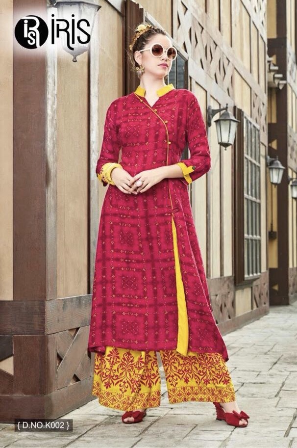 Iris Kaya Vol 4 Fancy Printed Kurti And Plazzo Dealer Surat