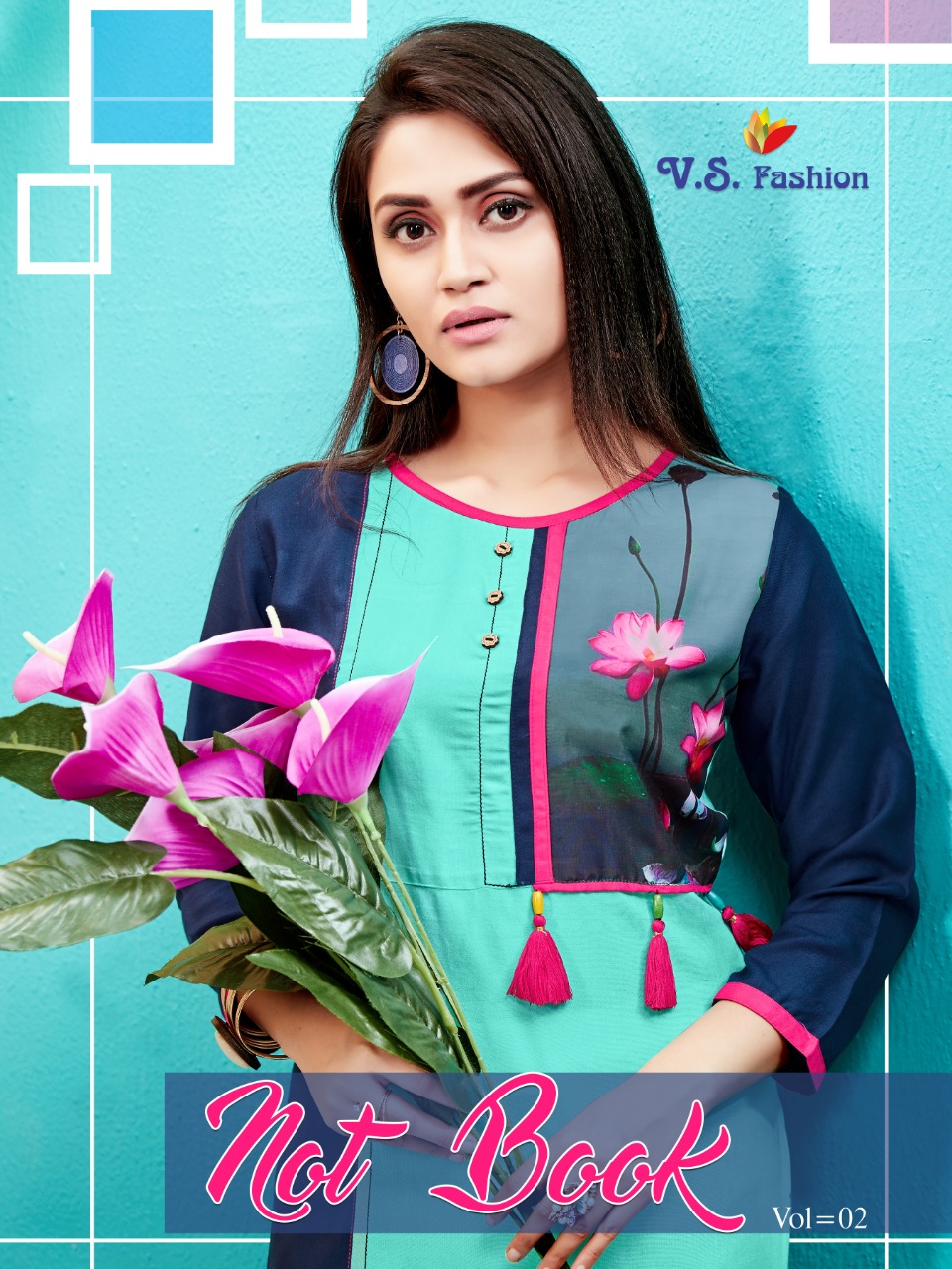Note Book Vol 2 By Vs Fashion 1011 Series Fancy Reyon Kurti Collection Wholesaler Surat