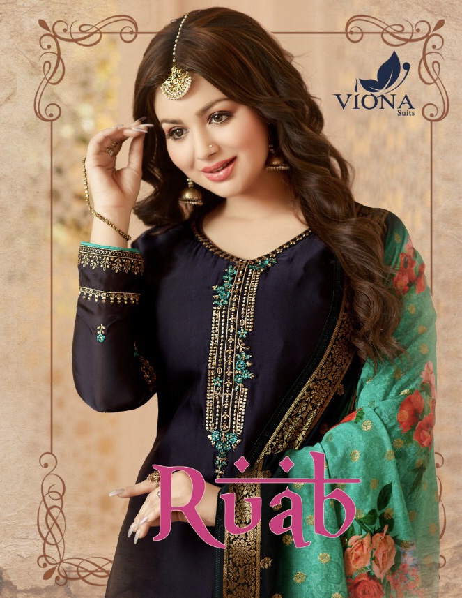 Ruab By Viona Suit 9001 Series Fancy Party Wear Satin Georgette Salwar Kameez Catlog Wholesaler Sura...