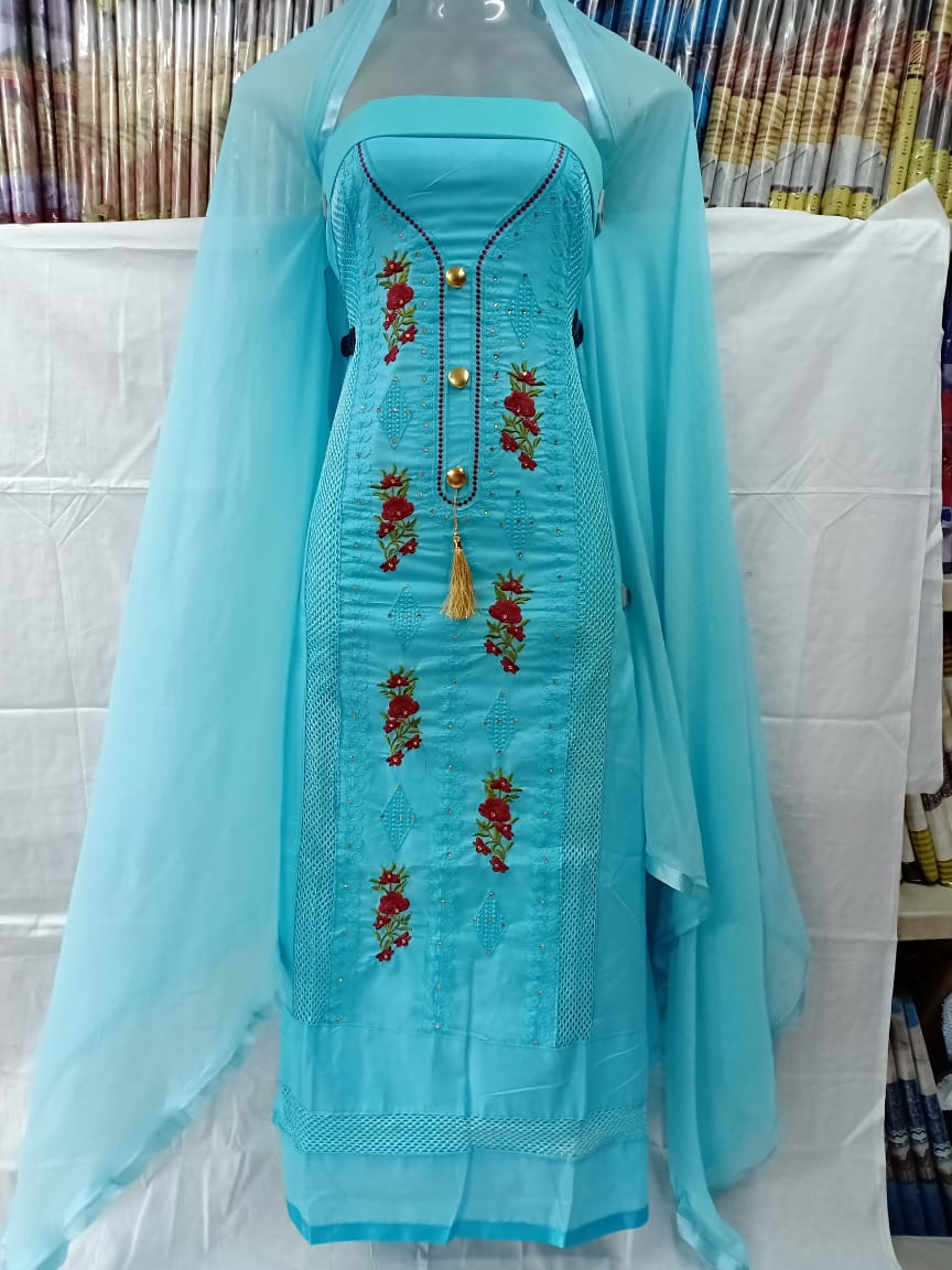 Dress Material Fancy Cotton Embroideried Salwar Kameez Catlog Wholesaler Surat