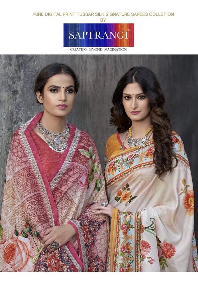 Saptrangi Signature Saree Collection Vol 2 1501 Series Tusser Silk Saree Catlog Wholesale Dealer And...