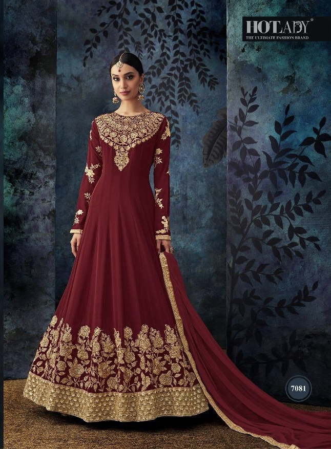 Safeena 2019 By Hotlady 7081 Series Designer Party Wear Gown Suit Collection Wholesaler Surat