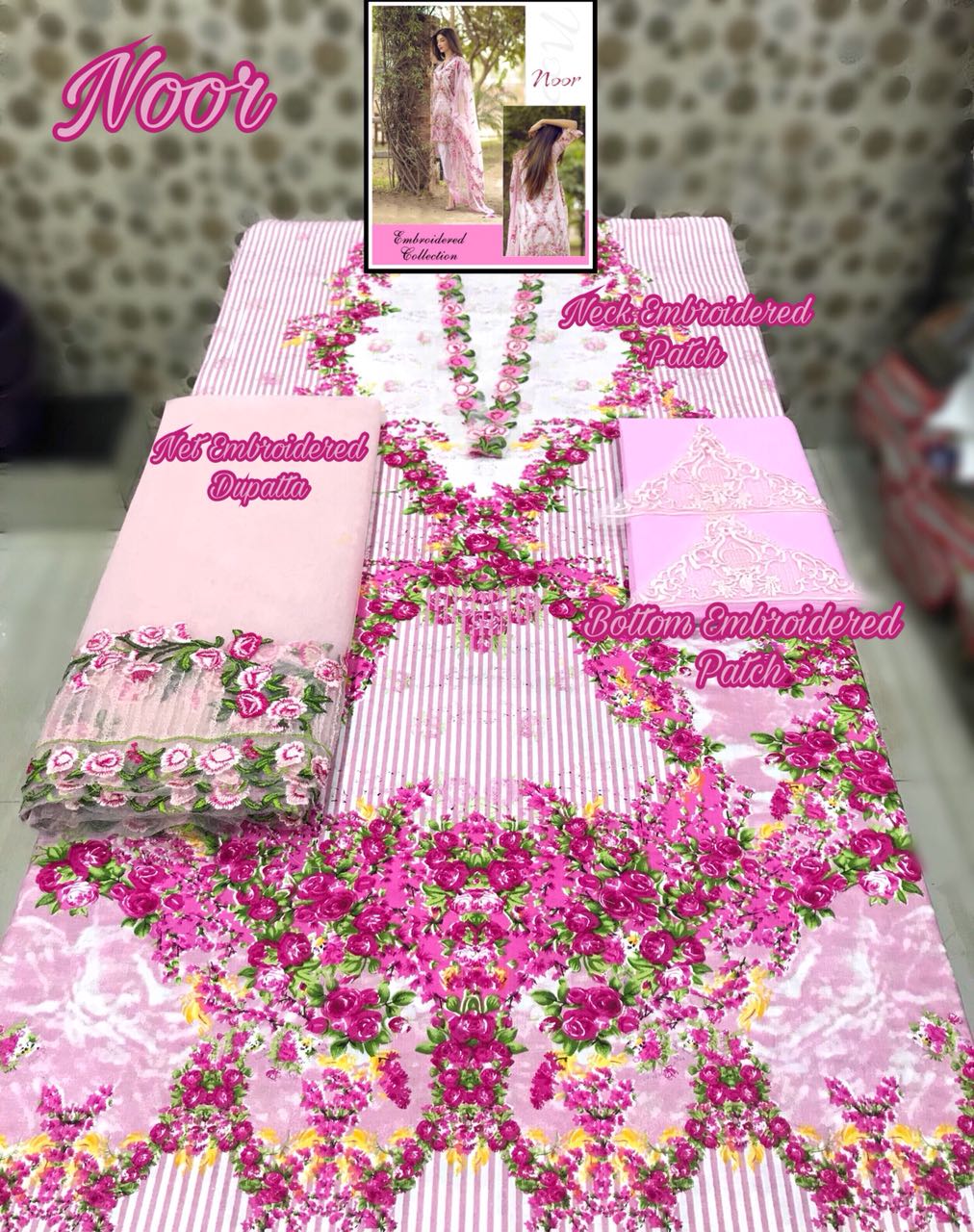 Noor Pink Fancy Glace Cotton Salwar Kameez Catlog Wholesaler Surat