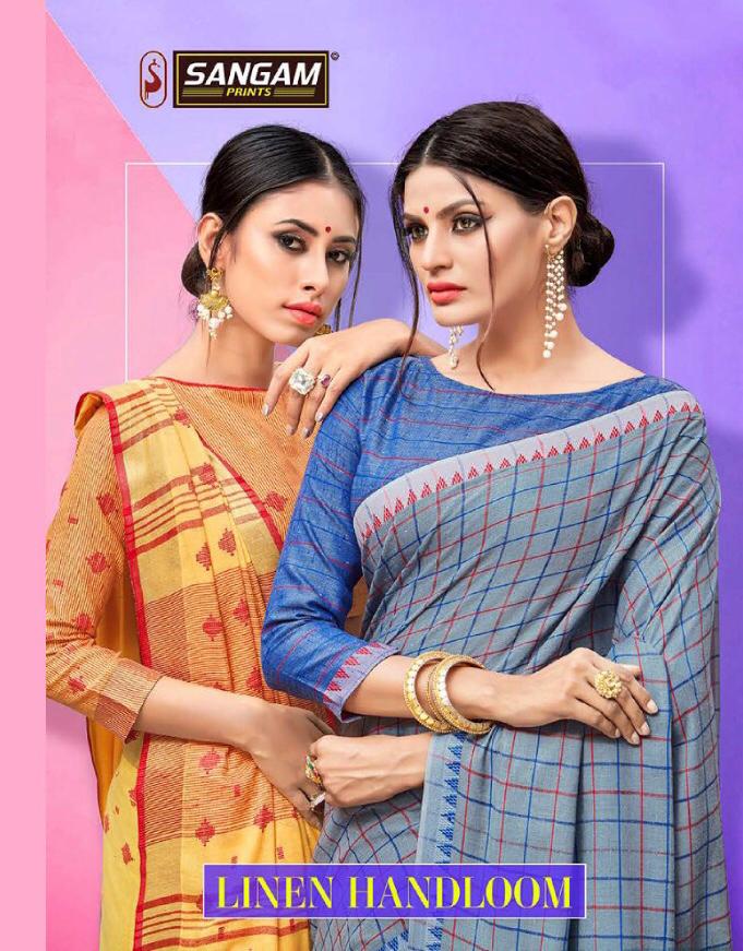 Linen Handloom By Sangam 1001 Series Fancy Cotton Silk Saree Catlog Wholesale Dealer Surat