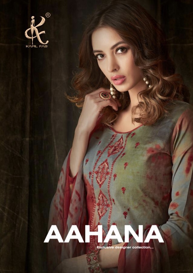 Aahana By Kapil Fab 53001 Series Fancy Cotton Satin Printed Salwar Kameez Catlog Wholesaler Surat