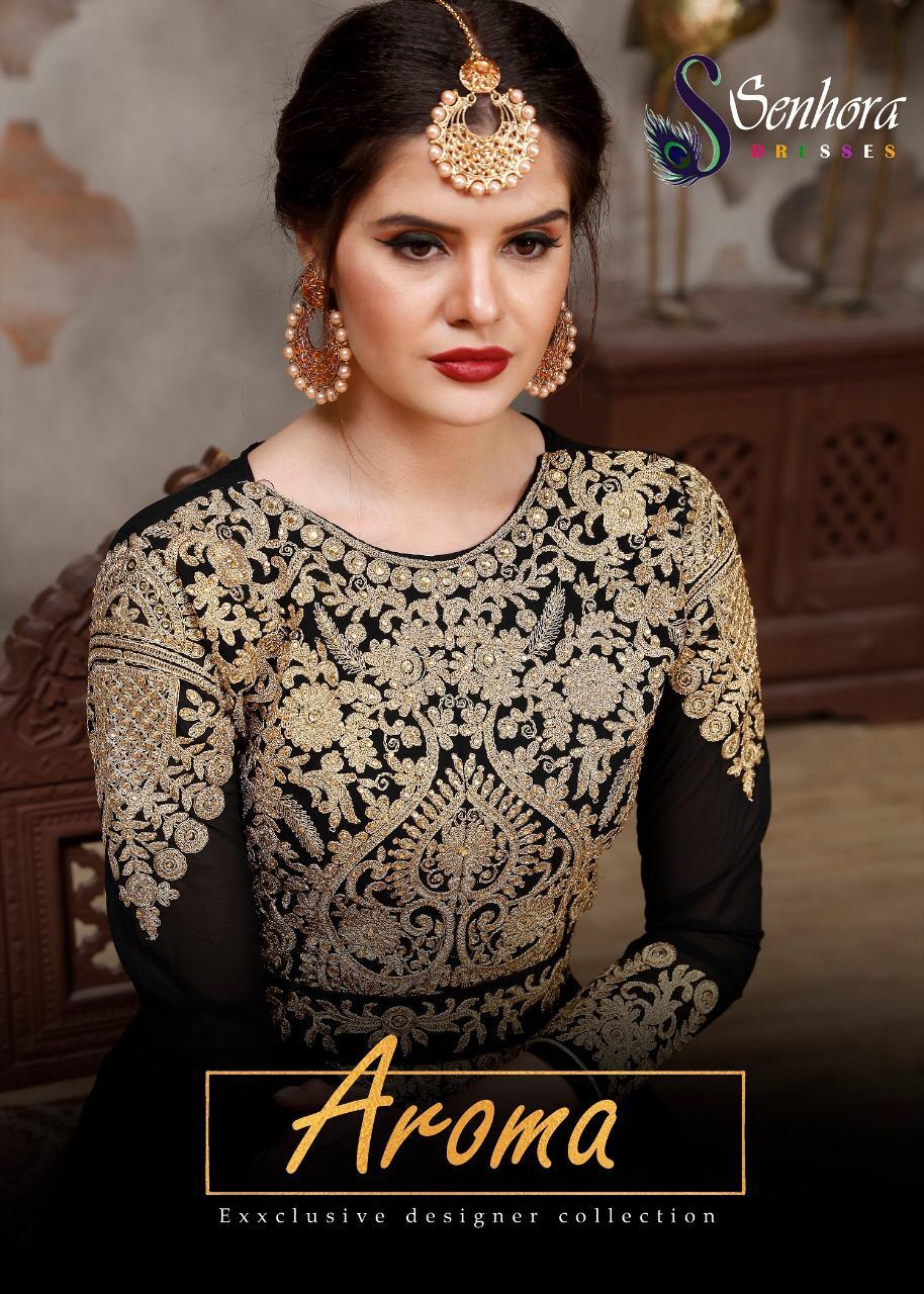Aroma By Shenora 6001 Series Fancy Foux Georgette Party Wear Gown Collection Wholesaler Surat