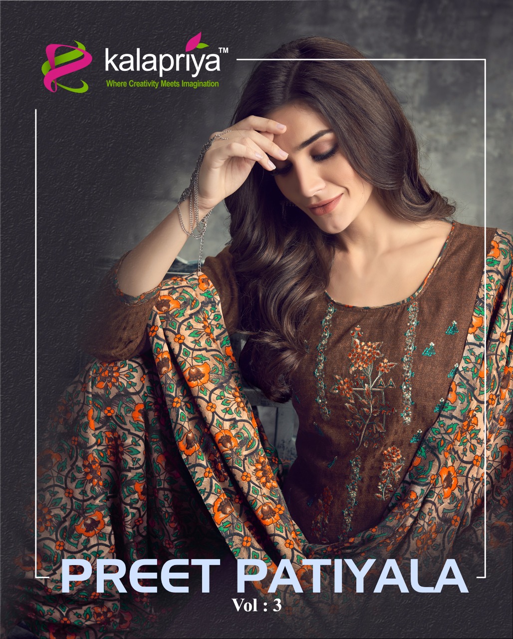 Preet Patiyala Vol 3 By Kalapriya 3001 Series Fancy Pure Pashmina Patiala Suut Catlog Wholesale Deal...