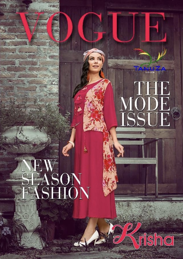 Krisha By Tanuja Fashion 331 Series Fancy Reyon Printed Kurti Catlog Wholesaler Surat