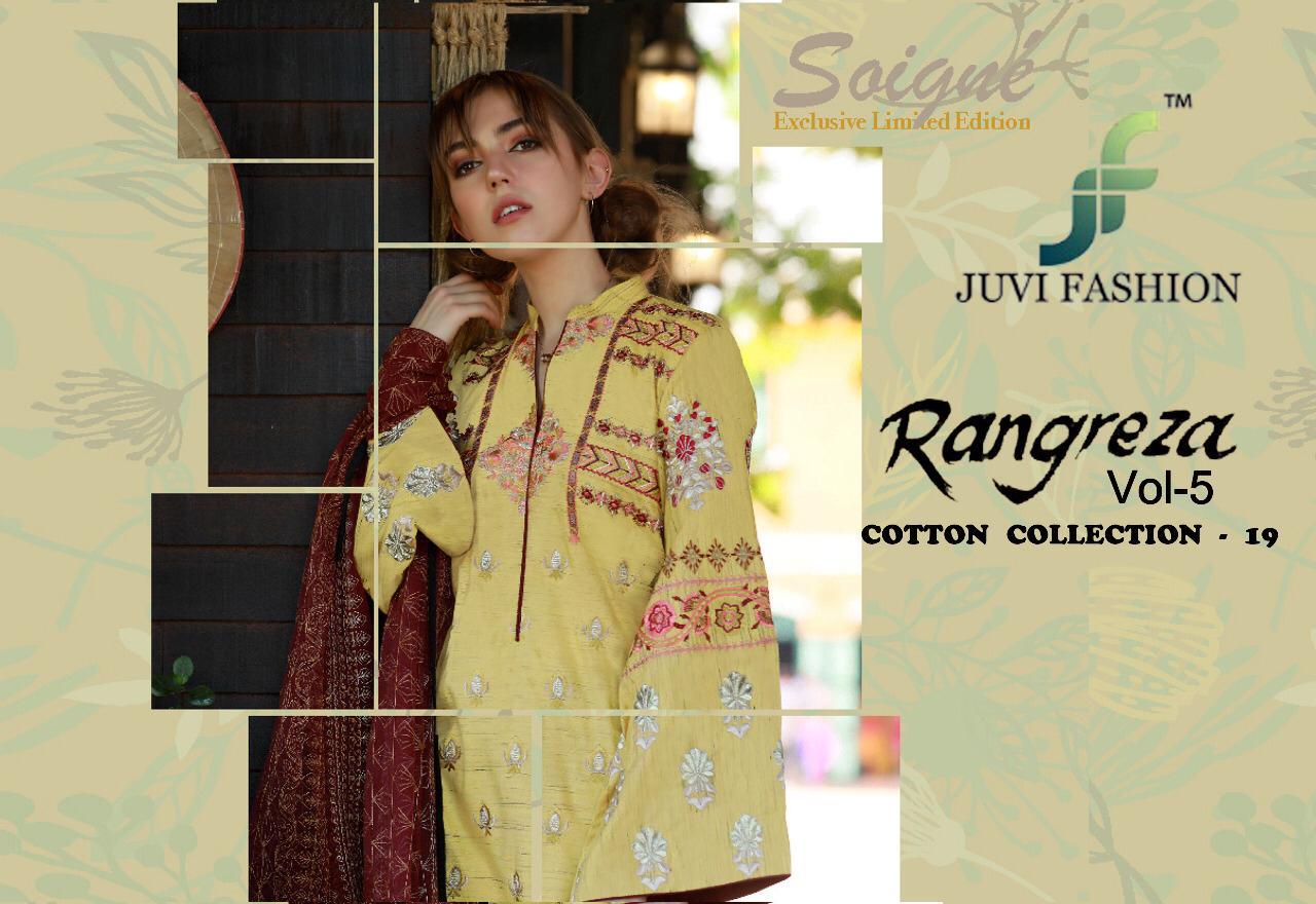 Rangreza Vol 5 By Juvi Fashion 36001 Series Fancy Cambric Cotton Salwar Kameez Catlog Wholesaler Sur...