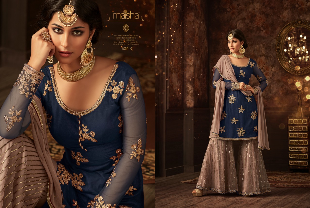 Maisha Aziza Nx 5801 New Colours Designer Pakistani Sarara Suit In Singles