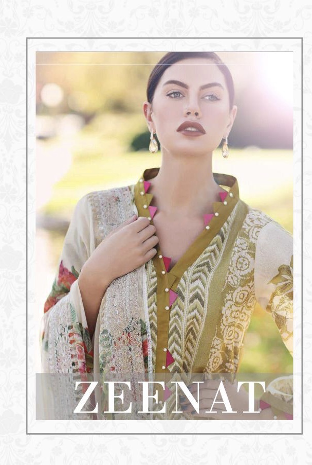 Zeenat Vol 1 By Shraddha Designer 1001 Series Fancy Pakistani Style Cotton Satin Printed Salwar Kame...