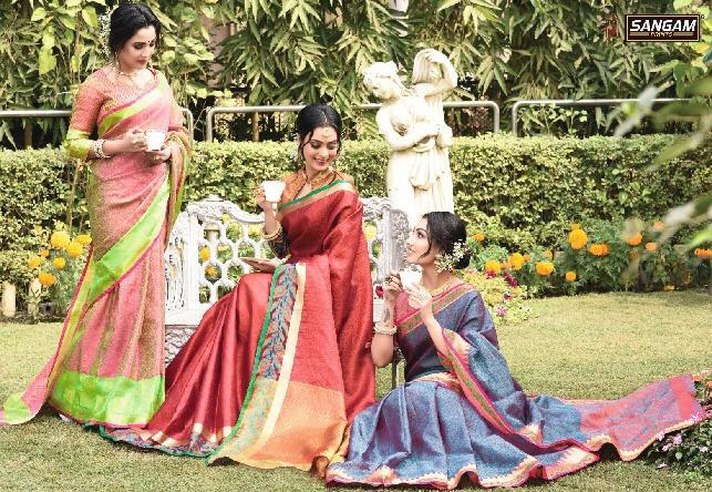 Anamika By Sangam 2001 Series Fancy Weaving Silk Saree Catlog Wholesaler Surat