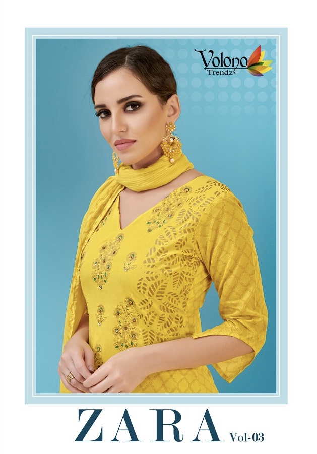 Zara Vol 3 By Volono Trendz 3001 Series Fancy Glace Satin Salwar Kameez Catlog Wholesaler Surat