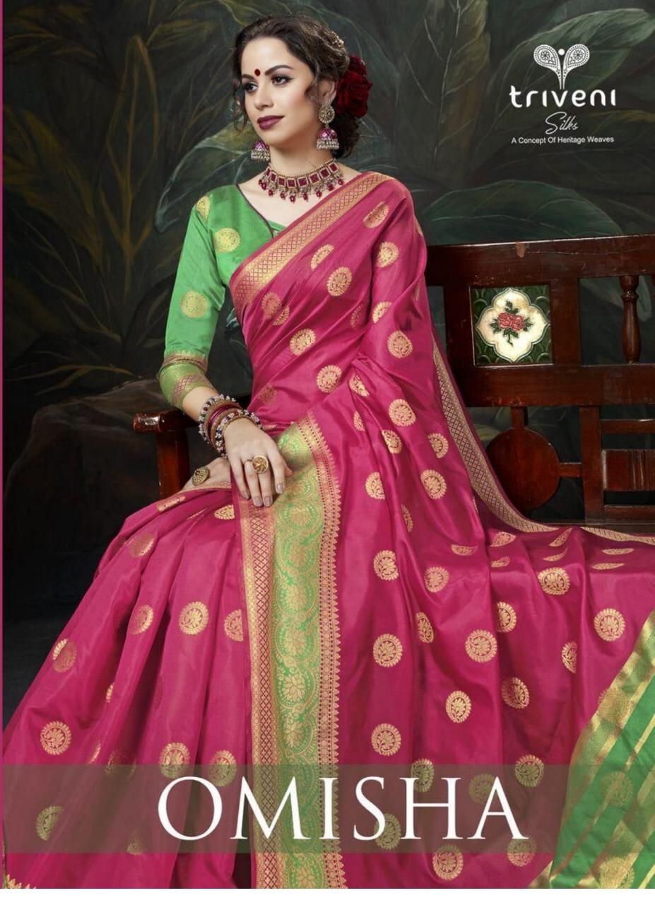 Omisha By Triveni 25401 Series Fancy Weaving Silk Saree Catlog Wholesaler Surat