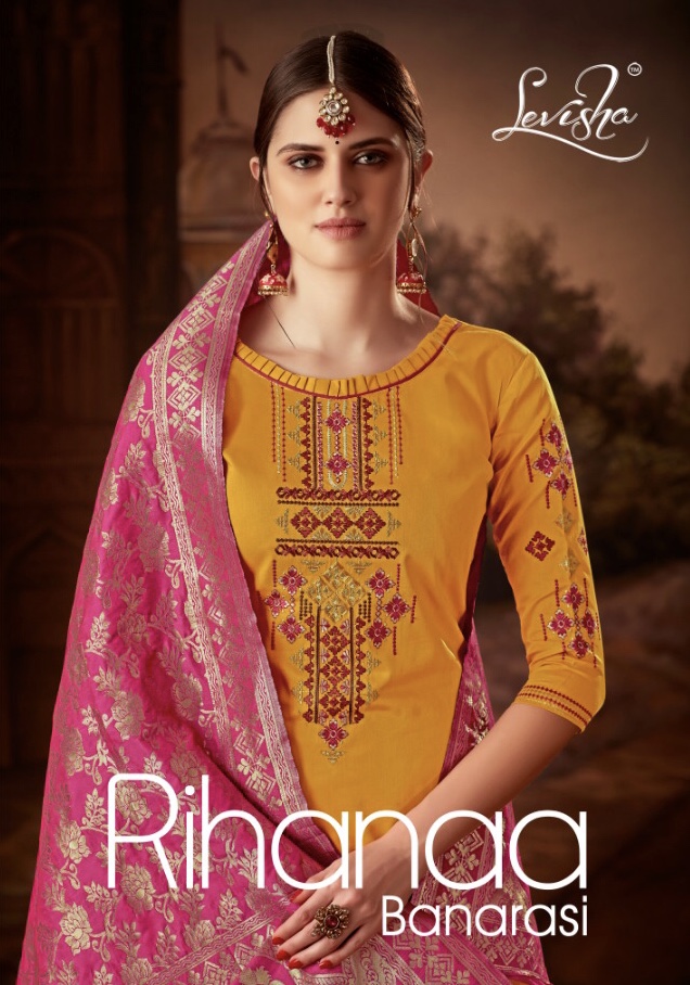 Rihanaa Banarasi By Levisha 2613 Series Fancy Pure Jam Silk Salwar Kameez Collection Wholesale Suppl...