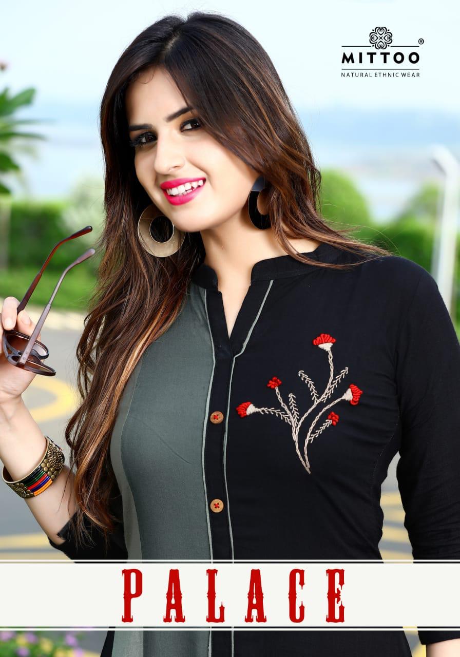Palace By Mittoo 1007 Series Fancy Reyon Kurti Catlog Wholesaler Surat