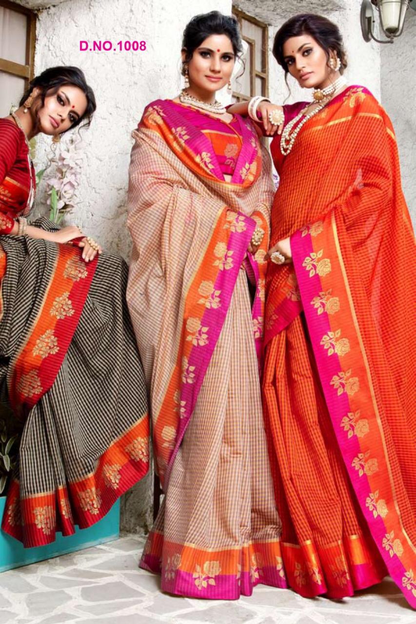 Nirmaya By Sangam 1001 Series Fancy Kota Checks Weaving Silk Saree Collection Wholesaler Surat