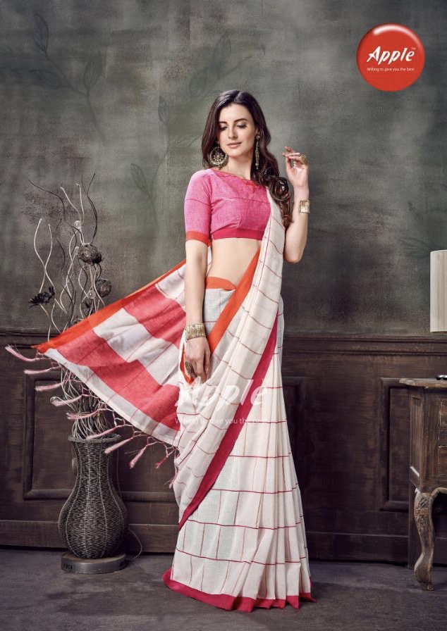 Flax By Apple 1001 Series Fancy Premium Linen Silk Printed Saree Collection Wholesaler Surat