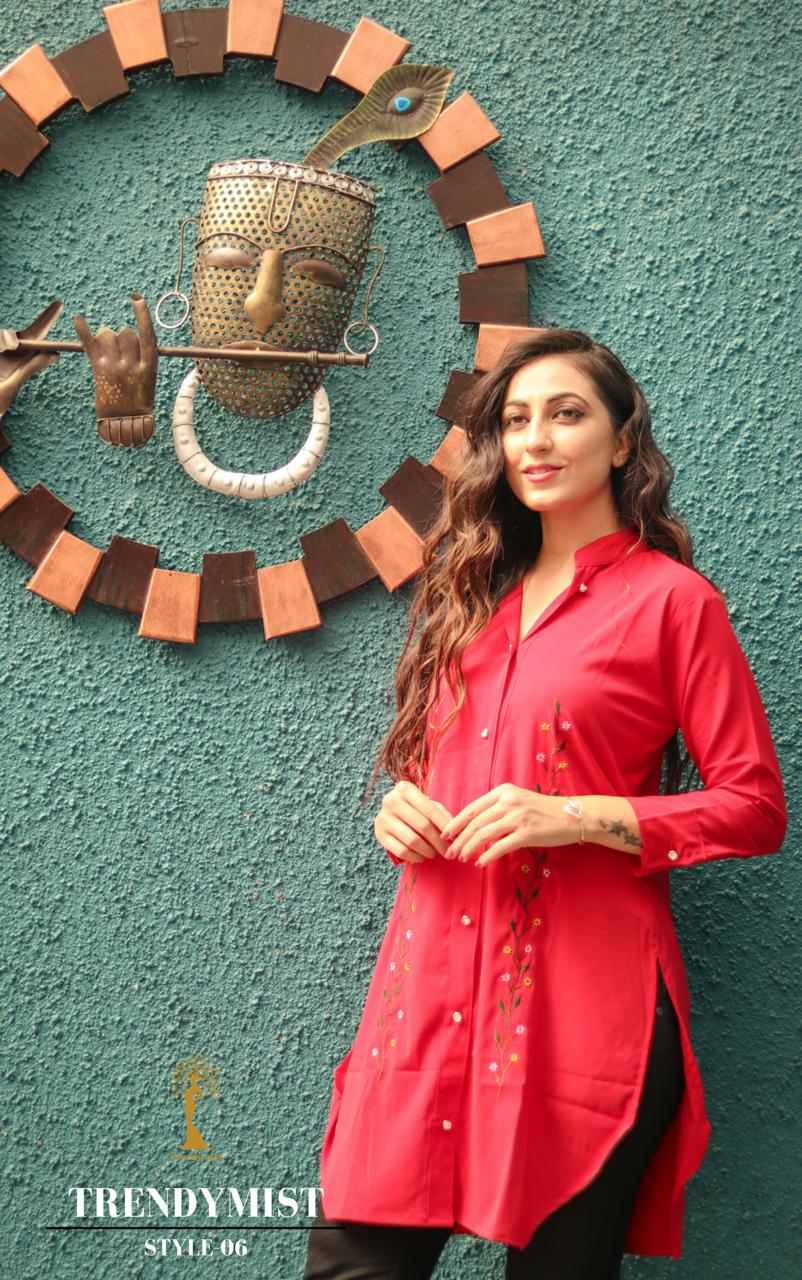 Trendymist Style 06 By Trendy Mist Designer Western Wear Impotred Embroideried Kurti Collection Whol...