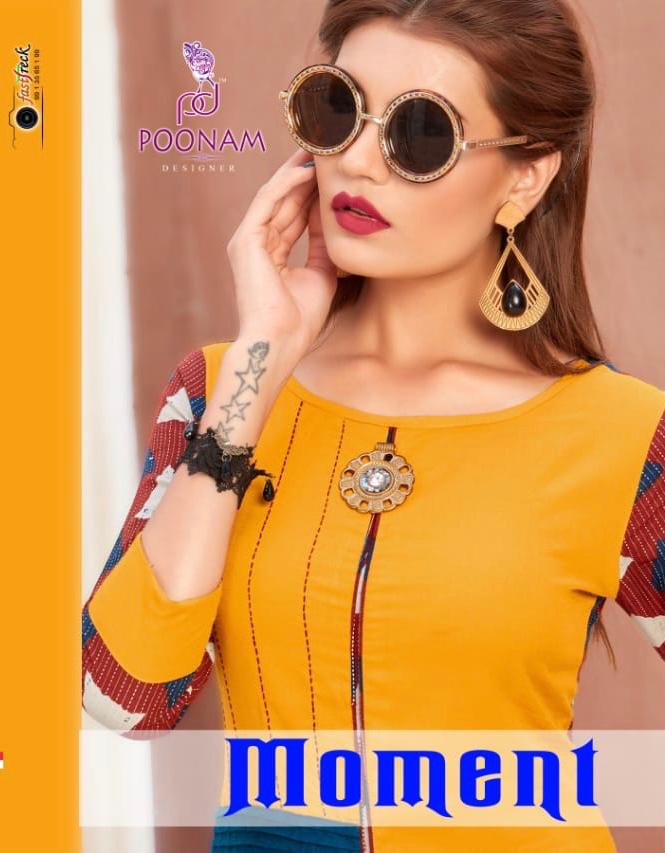 Moment By Poonam Designer 1001 Series Fancy Reyon Kurti Catlog Wholesale Dealer Surat