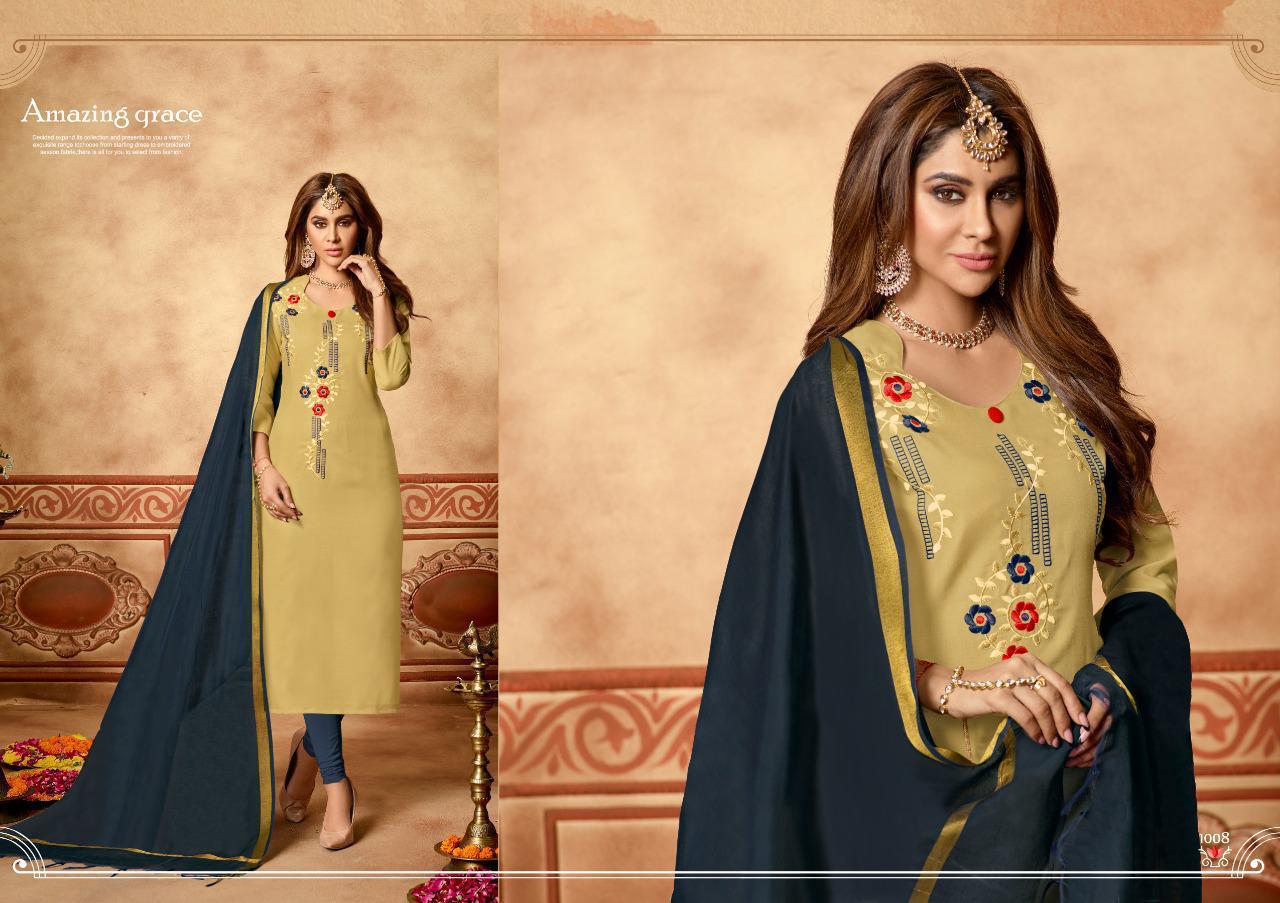 Sun Shine By Poonam Designer 1001 Series Fancy Cotton Slub Designer Kurti With Dupatta Collection Wh...