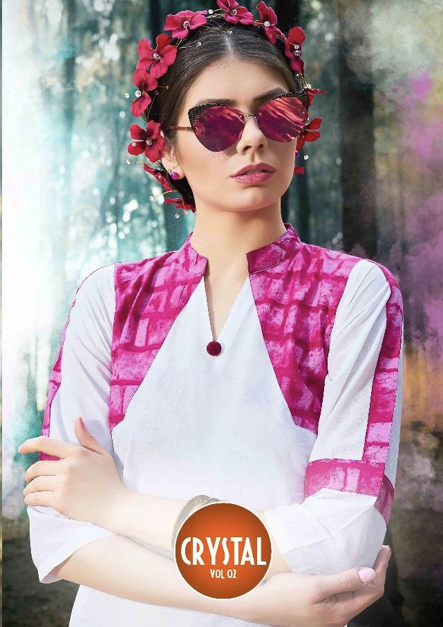 Crystal By S More Fashion 2001 Series Fancy Cotton Printed Kurti Catlog Wholesaler Surat