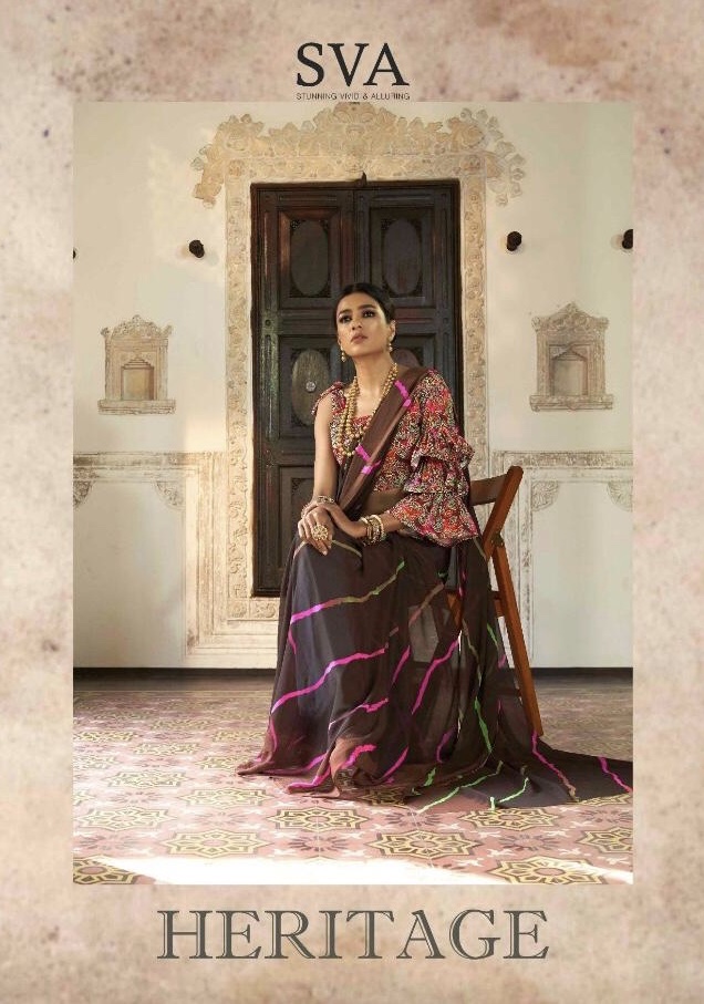 Heritage By Sva 1607 Series Fancy Wetless Printed Saree Collection Wholesaler Surat