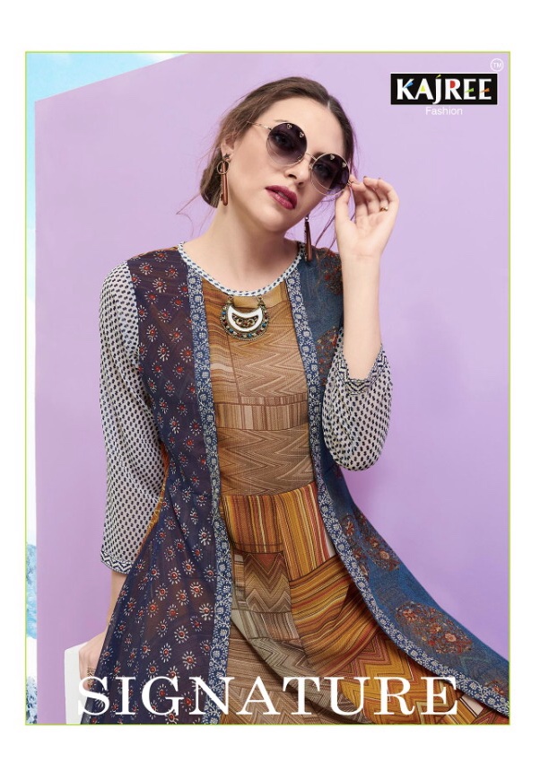 Signature By Kajree 481 Series Fancy Georgette Printed Gown Style Kurti Catlog Wholesale Dealer Sura...