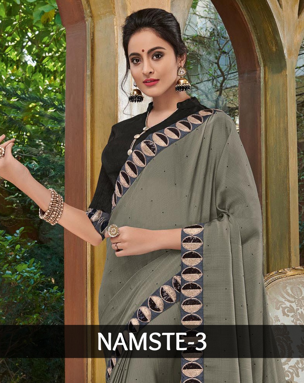 Namste Vol 3 Fancy Two Tone Bright Georgette Party Wear Saree Collection Wholesaler Surat
