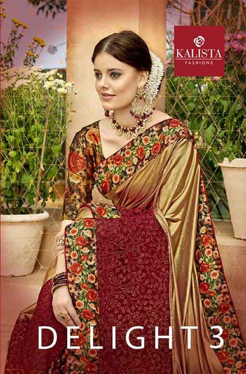 Delight Vol 3 By Kalista 24523 Series Fancy Party Wear Saree Collection Wholesaler Surat