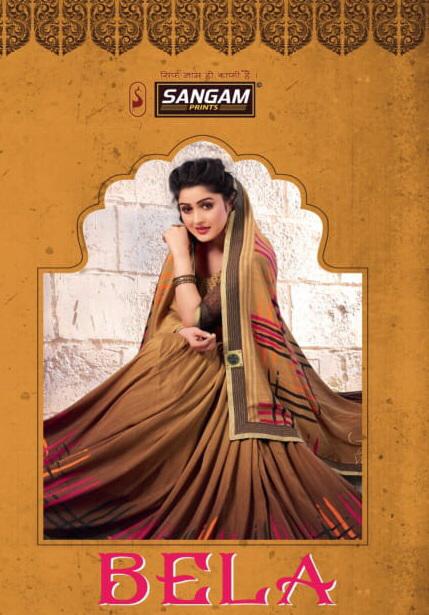 Bela By Sangam 8001 Series Fancy Vichitra Printed Saree Collection Wholesaler Surat