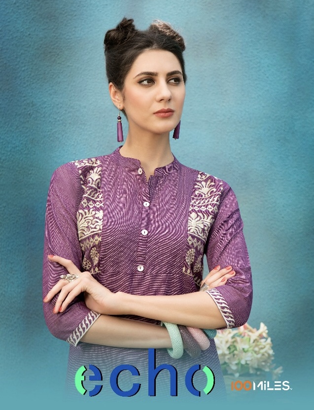 100miles Echo Fancy Cotton Embroidery Kurti Dealer
