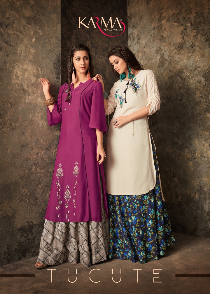 Tucute By Karma 12006 Series Designer Muslin Kurti With Muslin Print Lehnga Collection Wholesale Dea...