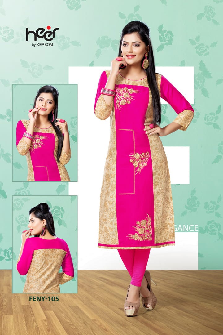 Feny By Kersom Kurtis 1001 Series Fancy Satin Kurti Collection Wholesale Dealer Surat