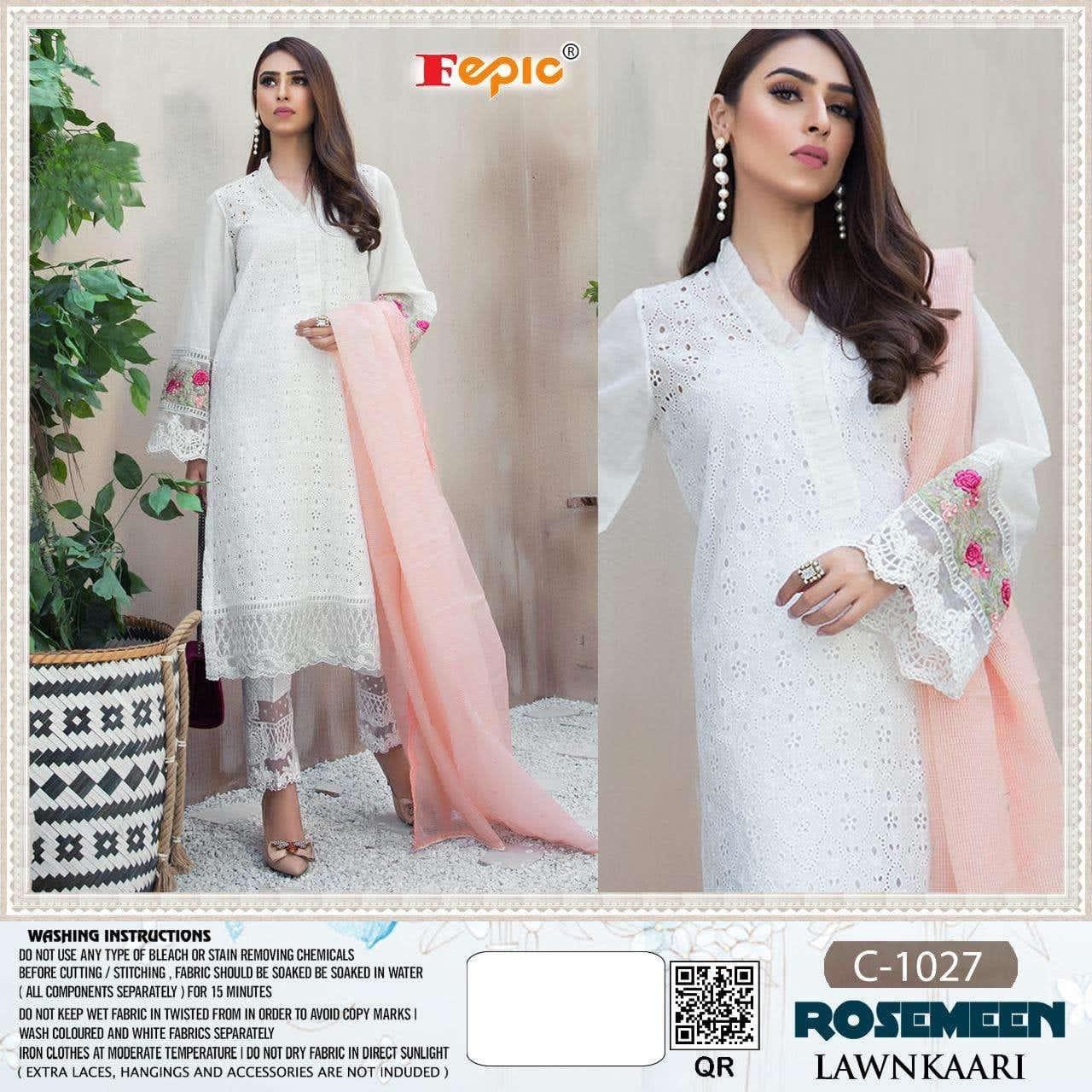 Rosemeen Lawnkaari C 1027 By Fepic Manufacturer Traders Surat Gujrat