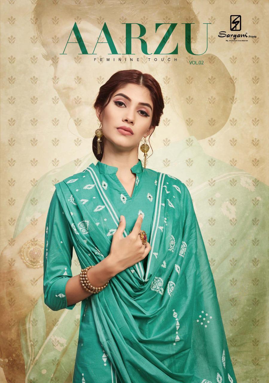 Aarzu Vol 2 By Sargam Prints 140001 Series Fancy Pure Lawn Block Printed Salwar Kameez Catlog Wholes...