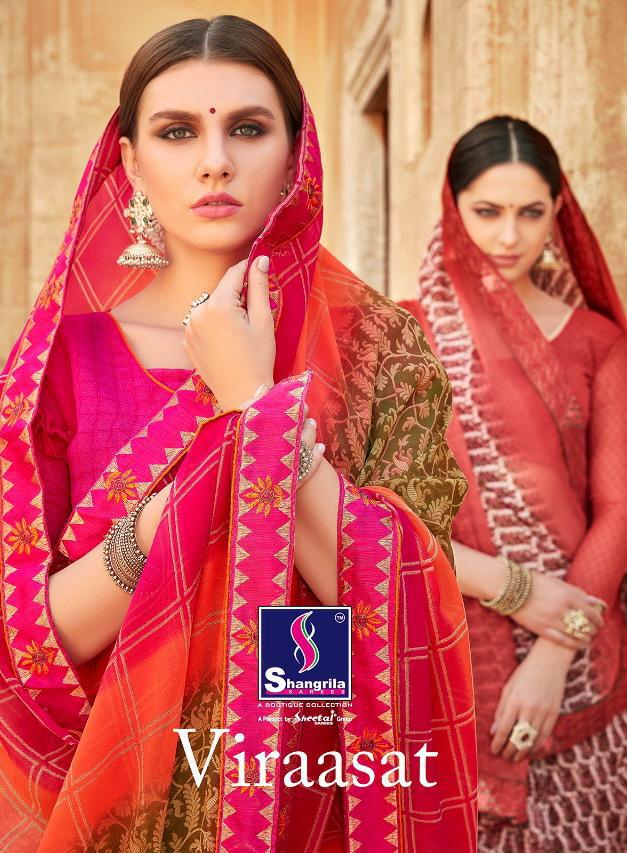 Viraasat By Shangrila 3691 Series Fancy Bember Georgette Printed Saree Catlog Wholesale Dealer Surat