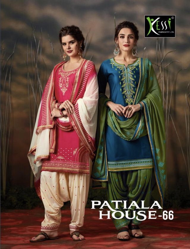 Patiala House Vol 66 By Kessi Fabrics 4401 Series Cotton Satin Emb Patiala Salwar Kameez Catlog Whol...