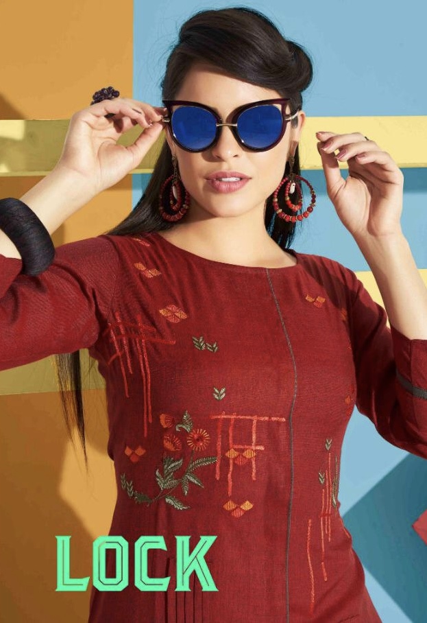 Lock By Sweety Fashion 1001 Series Fancy Reyon Kurti Catlog Wholesaler Surat