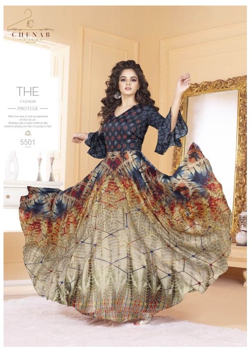 Chenab Vol 4 5501 Series Designer Digital Printed Gown