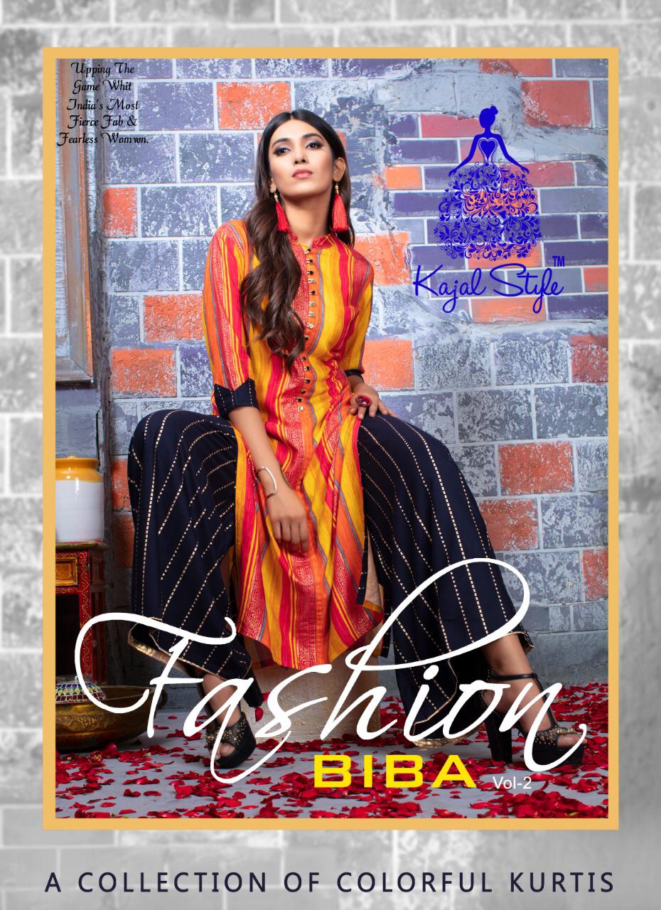 Fashion Biba Vol 2 By Kajal Style 2001 Series Fancy Heavy Reyon Printed Kurti Catlog Wholesale Deale...