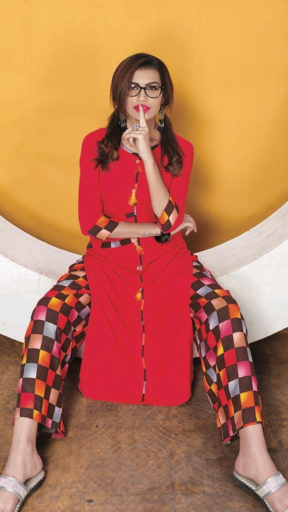 Mishty By Sr 2007 Series Fancy Reyon Kurti With Plazzo Collection Wholesale Dealer Surat