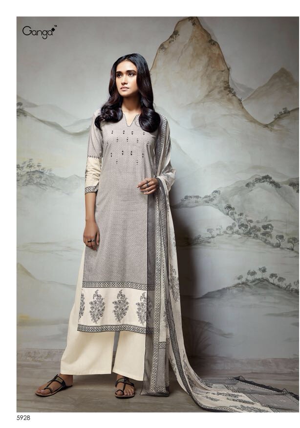 Ganga Hermona 5928 Series Cotton Voil Printed Suit Dealer