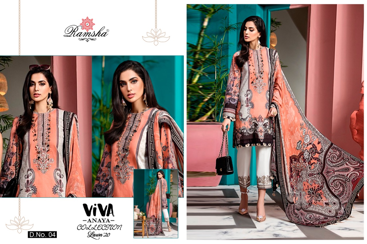 Vivo Anaya 2020 Luxury Lawn Collection By Ramsha Wholesaler Supplier From Surat