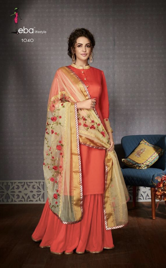 Hurma Vol 7 By Eba Lifestyle 1036 Series Fancy Pure Jam Silk Sarara Suit Collection Wholesaler Surat