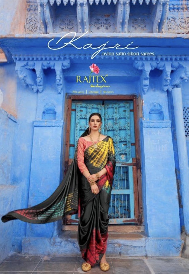 Kajrii By Rajtex 66001 Series Fancy Nylon Satin Printed Saree Catlog Wholesale Dealer Surat