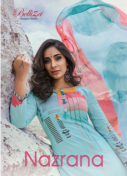 Nazrana By Belliza Designer Studio 262001 Series Fancy Pure Cotton Digital Printed Salwar Kameez Cat...