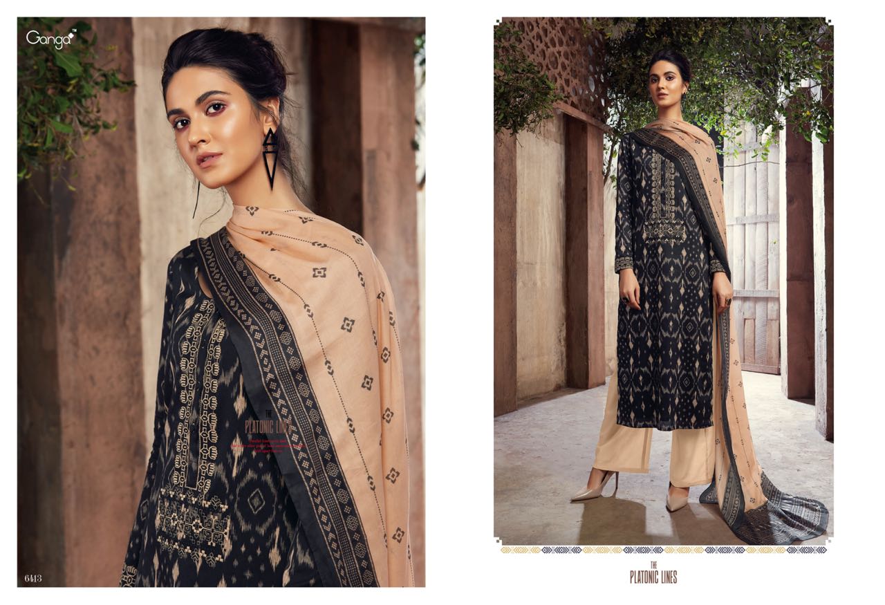 Ganga Platonic Lines 6413 Series Silk Satin Salwar Kameeez Catlog Wholesale Dealer And Supplier Sura...